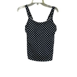 Lands' End women's swimming tankini top size 2 black and white dots padded
